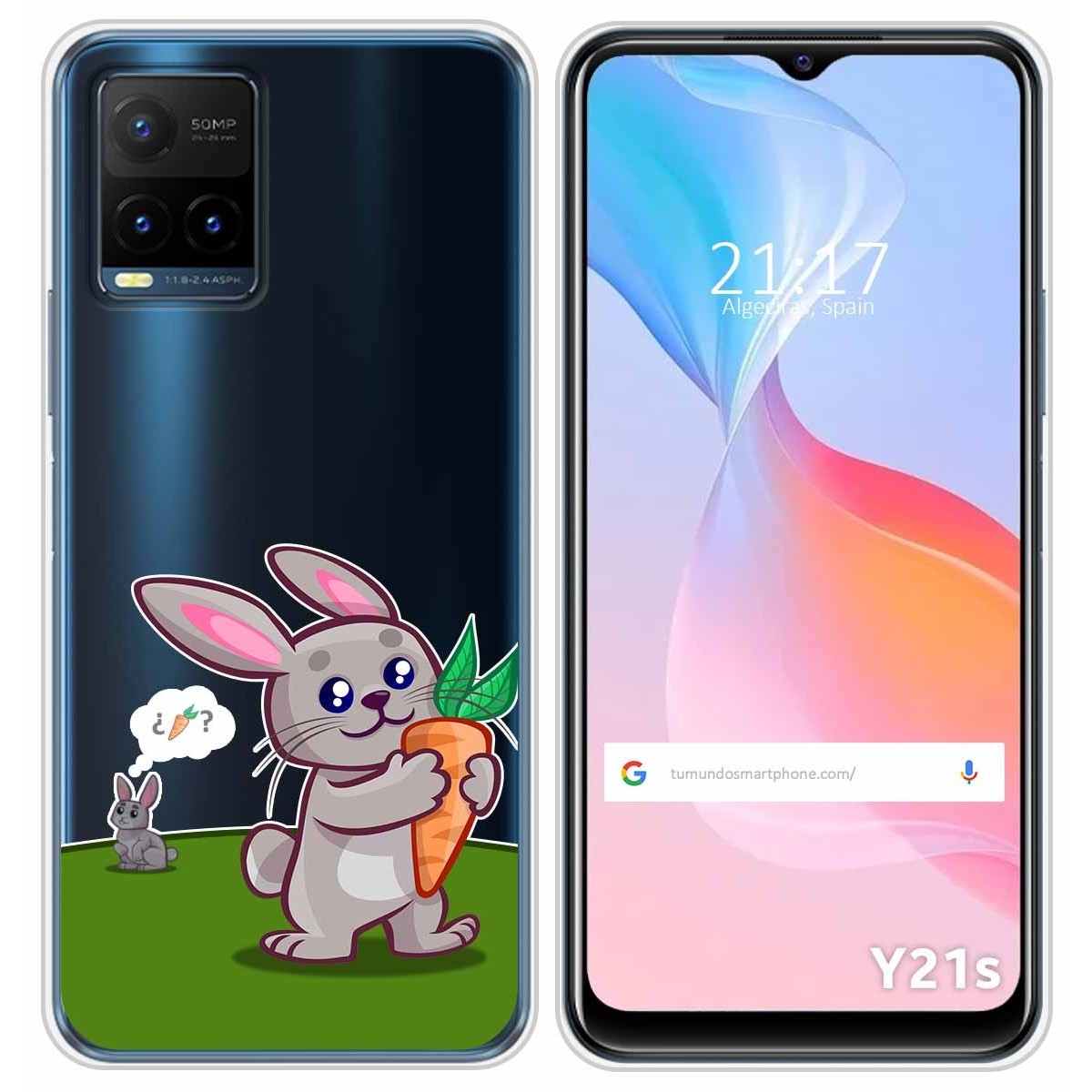 Funda Silicona Transparente para Vivo Y21 / Y21s / Y33s diseño Conejo Dibujos