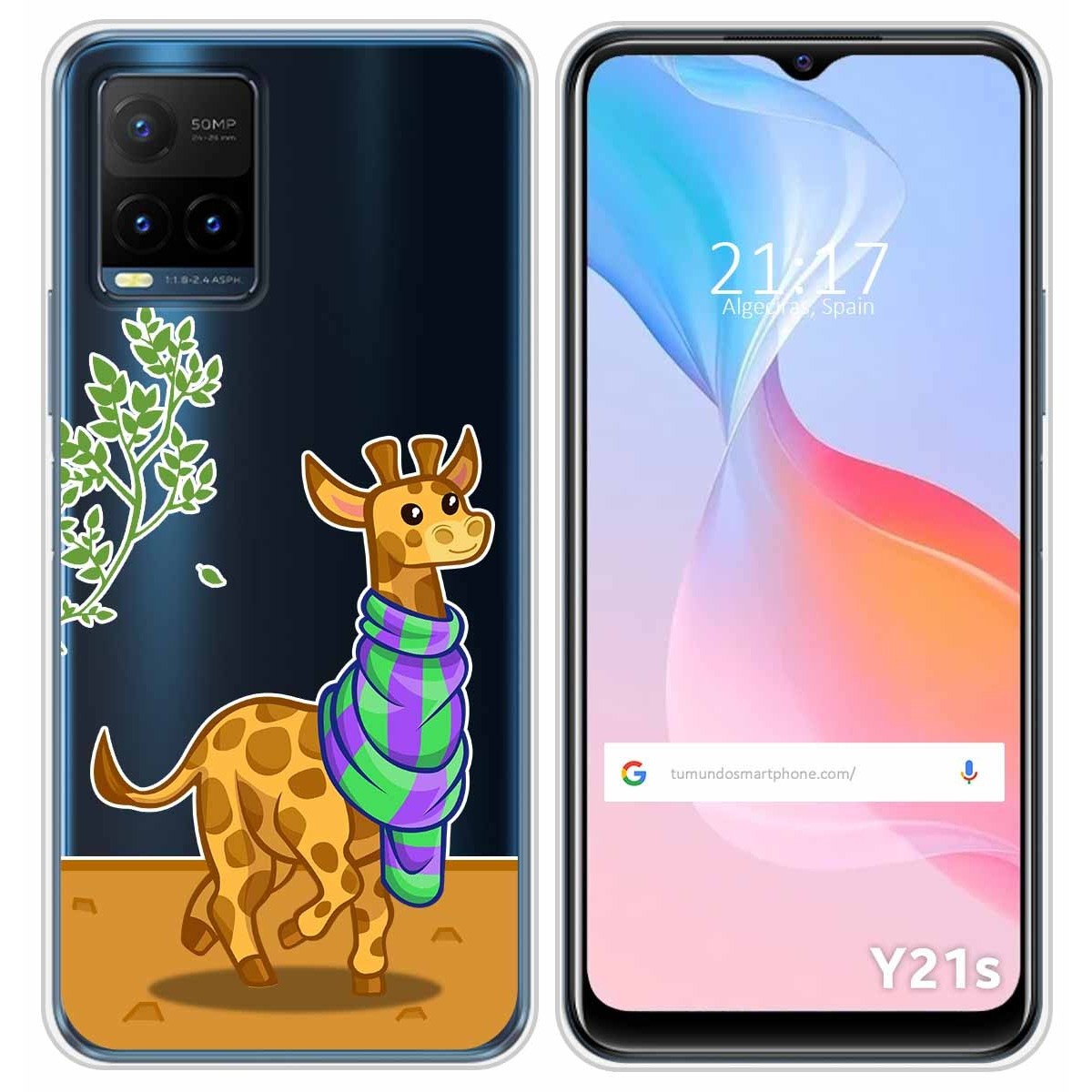 Funda Silicona Transparente para Vivo Y21 / Y21s / Y33s diseño Jirafa Dibujos