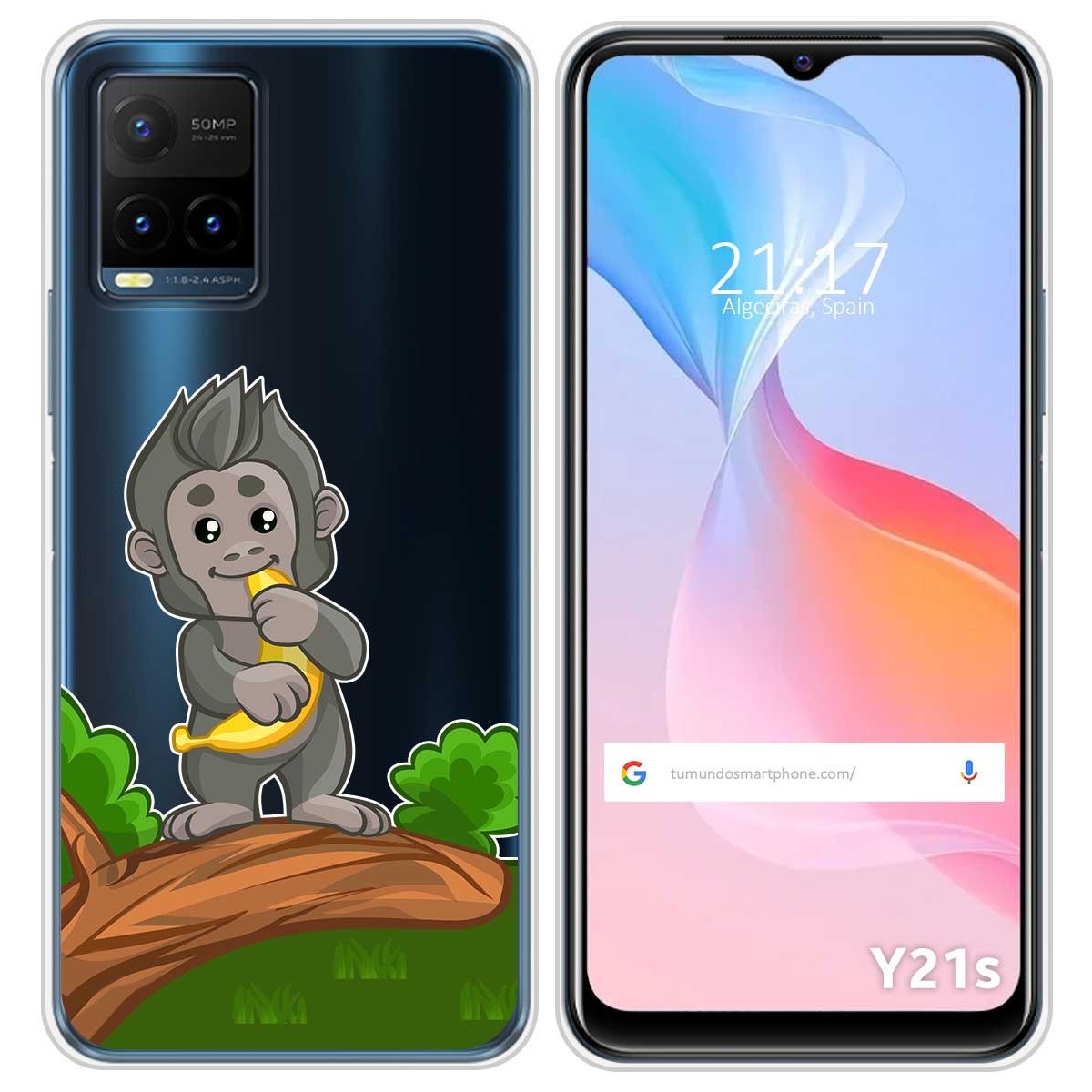 Funda Silicona Transparente para Vivo Y21 / Y21s / Y33s diseño Mono Dibujos