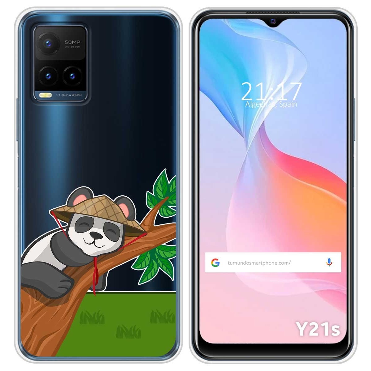 Funda Silicona Transparente para Vivo Y21 / Y21s / Y33s diseño Panda Dibujos