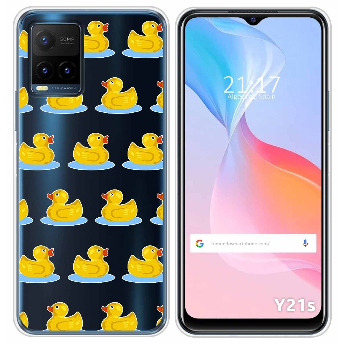 Funda Silicona Transparente para Vivo Y21 / Y21s / Y33s diseño Pato Dibujos