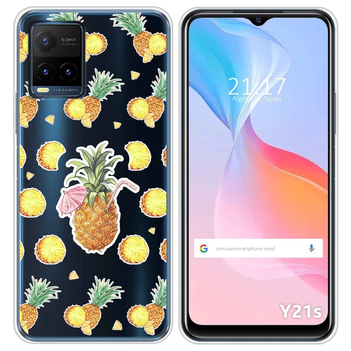 Funda Silicona Transparente para Vivo Y21 / Y21s / Y33s diseño Piña Dibujos