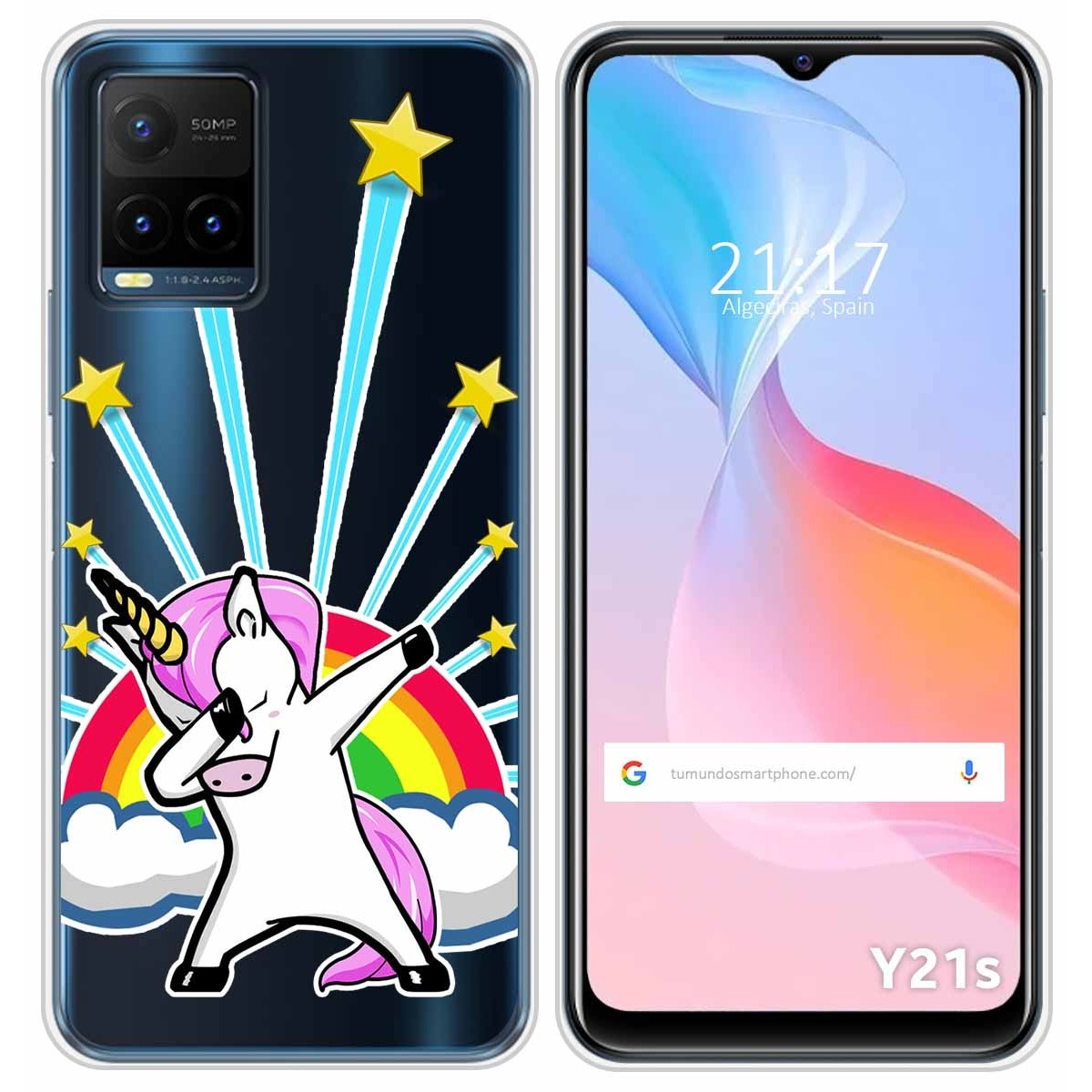 Funda Silicona Transparente para Vivo Y21 / Y21s / Y33s diseño Unicornio Dibujos