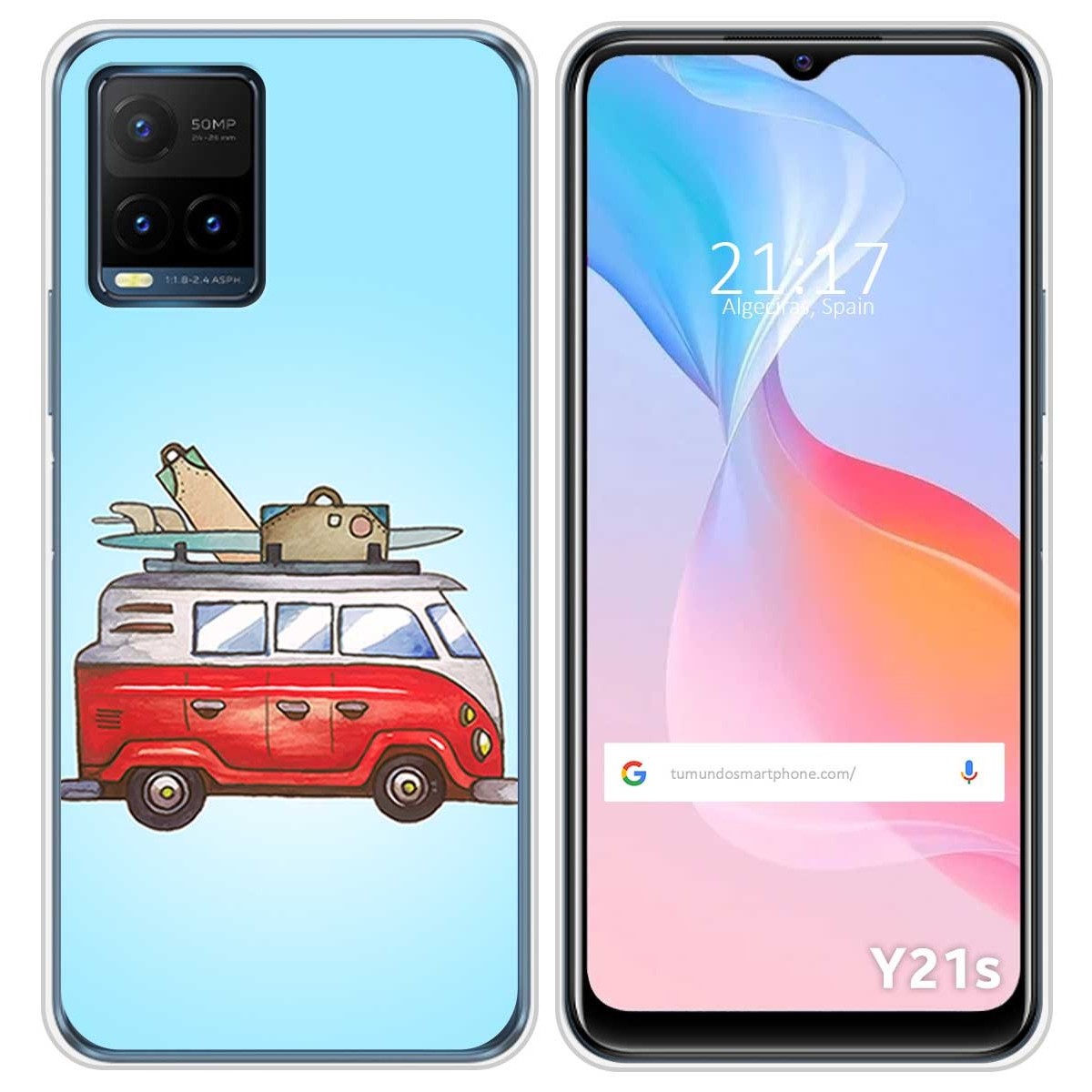 Funda Silicona para Vivo Y21 / Y21s / Y33s diseño Furgoneta Dibujos