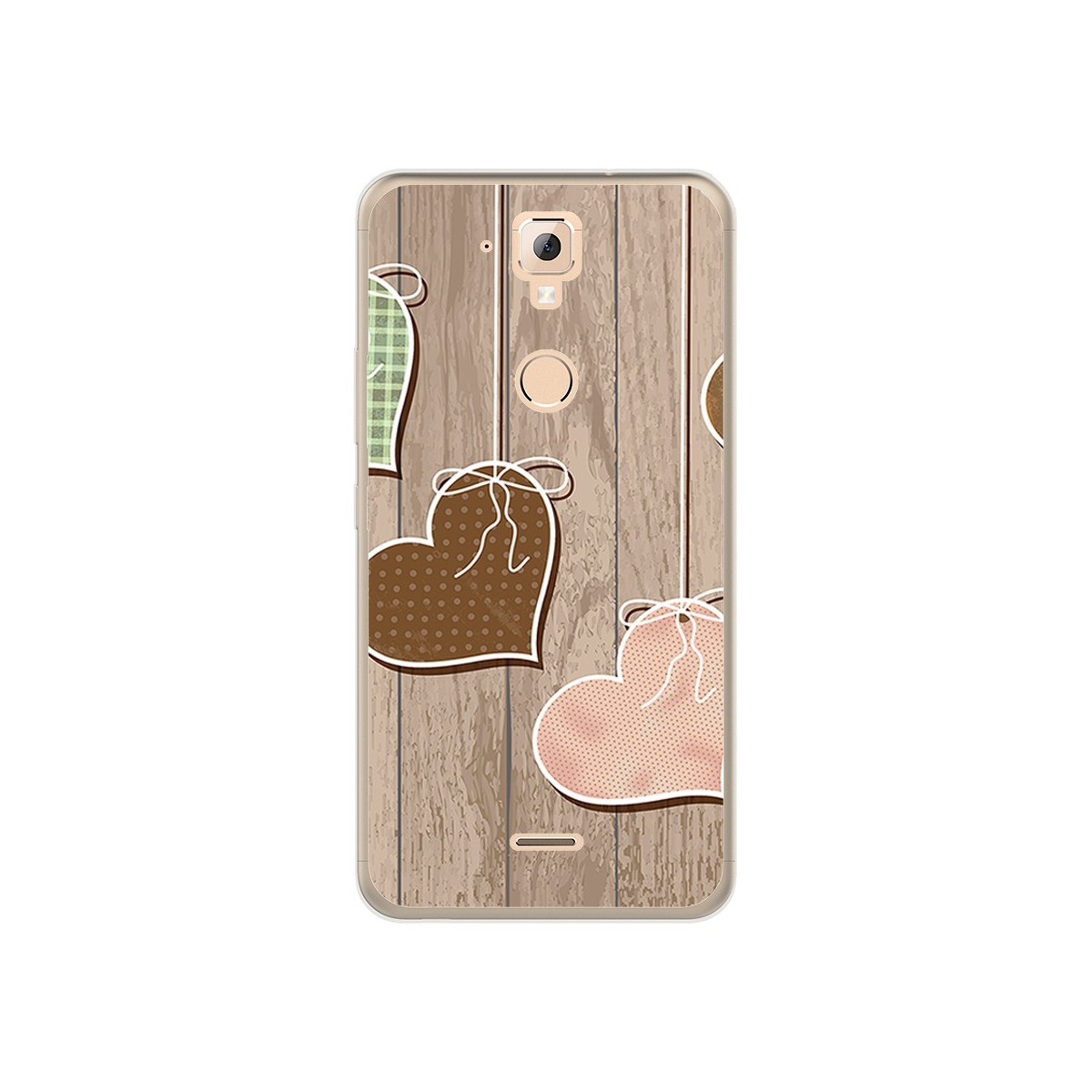 Funda Gel Tpu para Hisense F23 Diseño Corazones Madera Dibujos