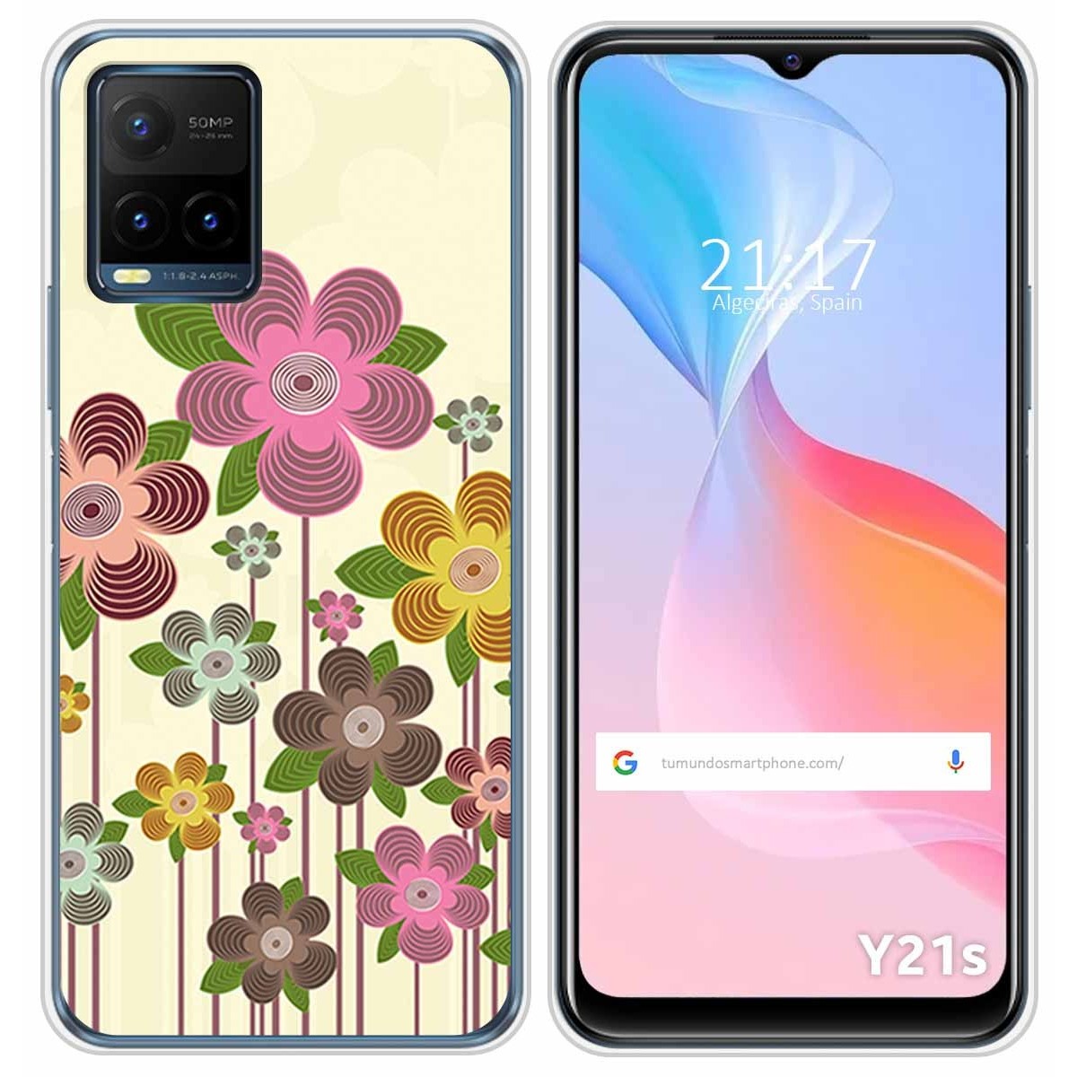 Funda Silicona para Vivo Y21 / Y21s / Y33s diseño Primavera En Flor Dibujos