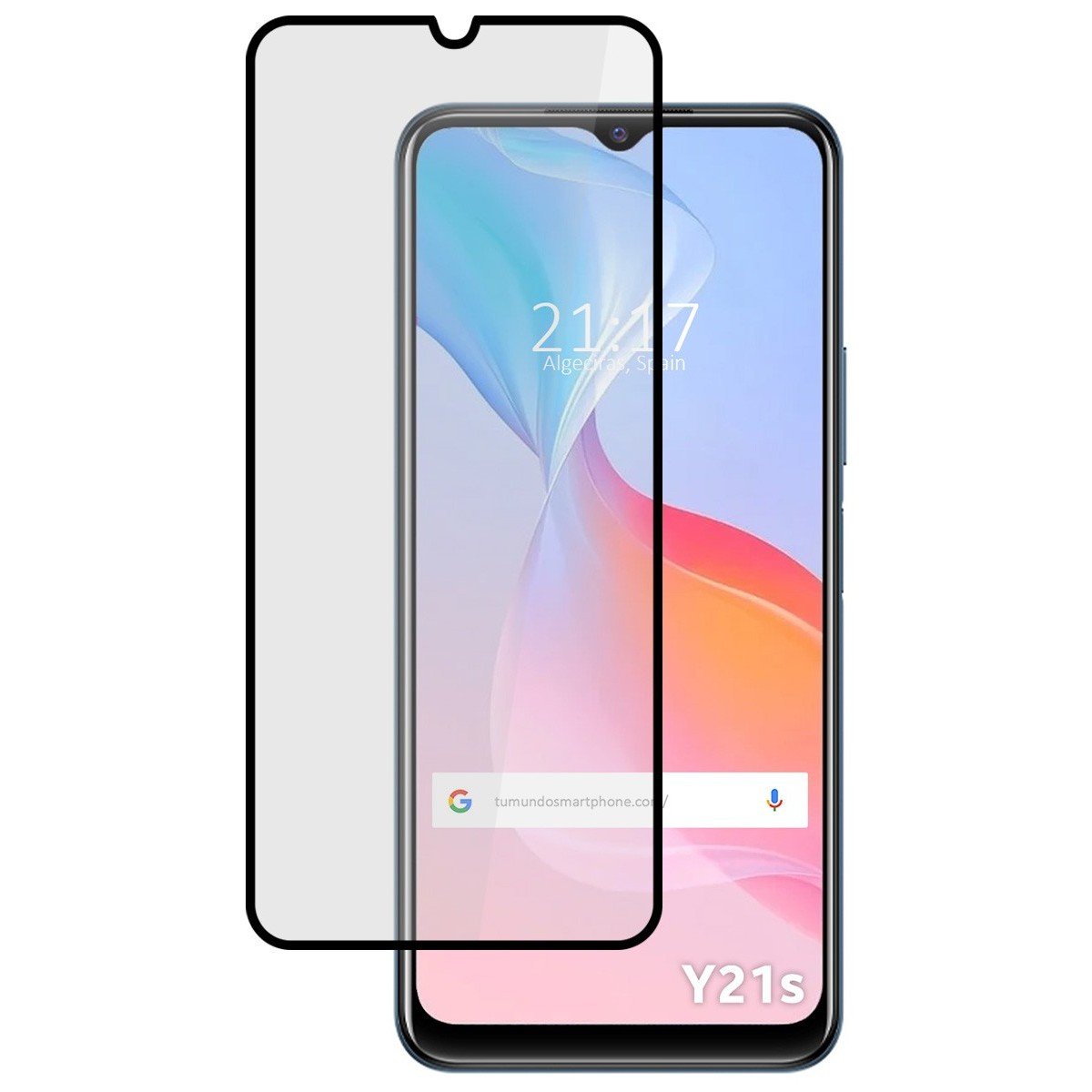 Protector Cristal Templado Completo 5D Full Glue Negro para Vivo Y21 / Y21s / Y33s