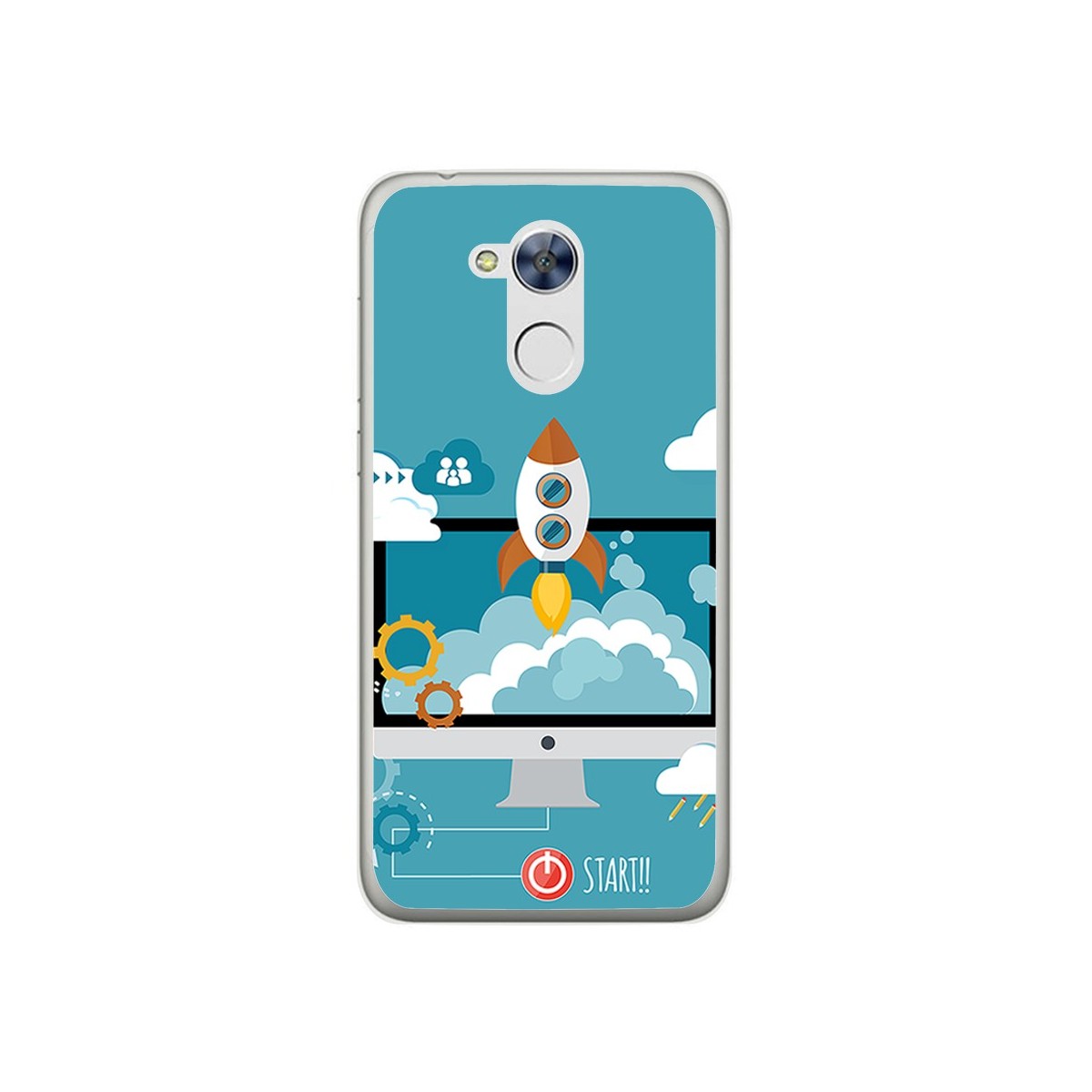 Funda Gel Tpu para Huawei Honor 6A Diseño Cohete Dibujos