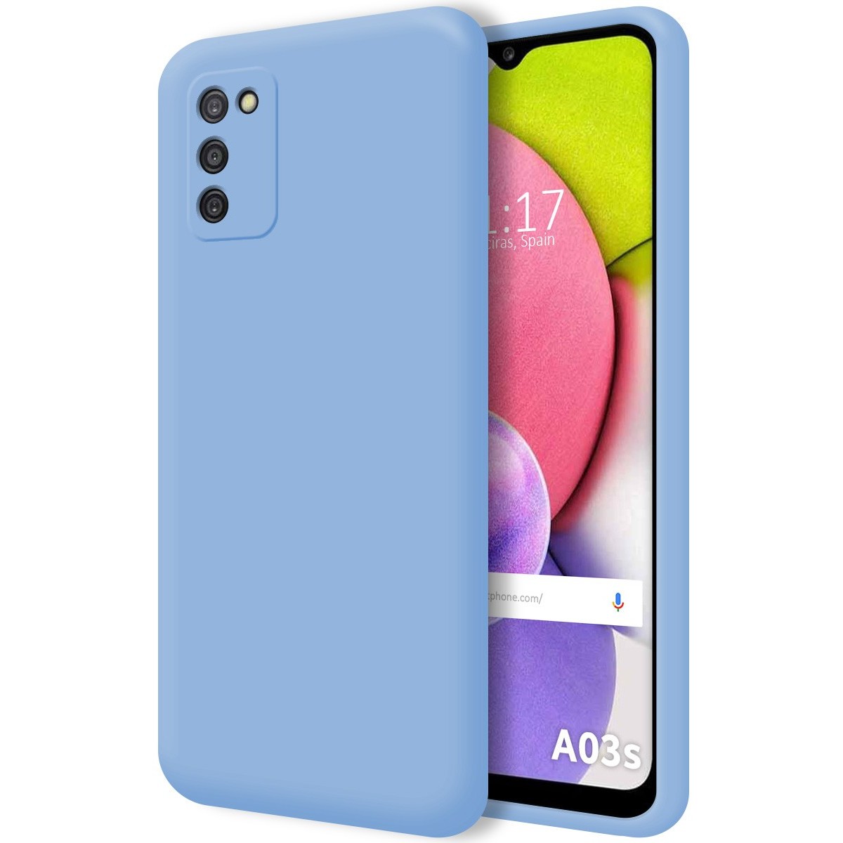 Funda Silicona Líquida Ultra Suave para Samsung Galaxy A03s color Azul