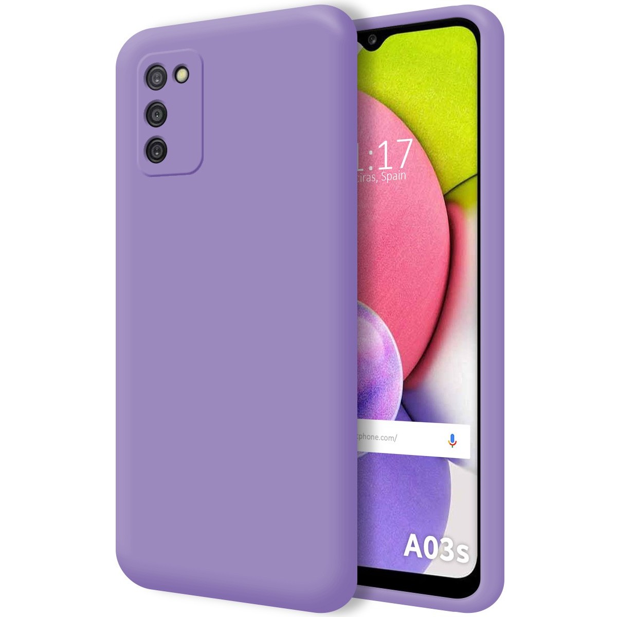 Funda Silicona Líquida Ultra Suave para Samsung Galaxy A03s color Morada