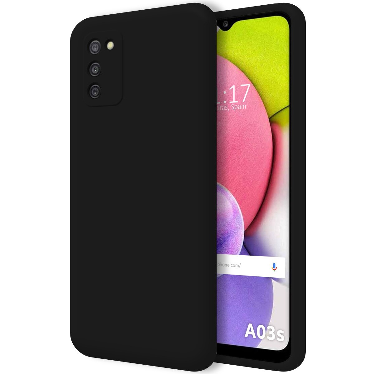 Funda Silicona Líquida Ultra Suave para Samsung Galaxy A03s color Negra