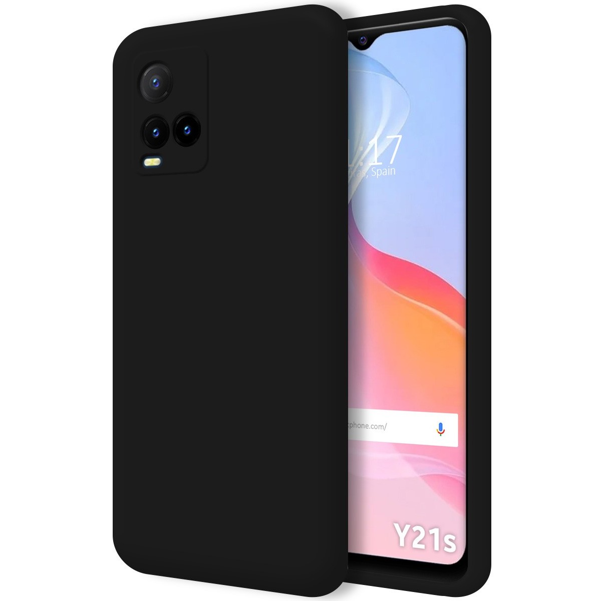 Funda Silicona Líquida Ultra Suave para Vivo Y21 / Y21s / Y33s Color Negra
