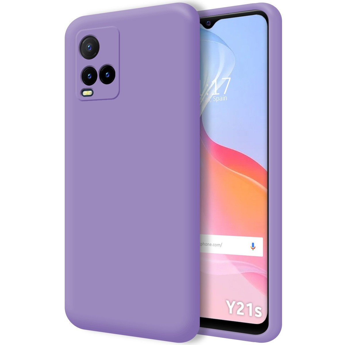 Funda Silicona Líquida Ultra Suave para Vivo Y21 / Y21s / Y33s Color Morada