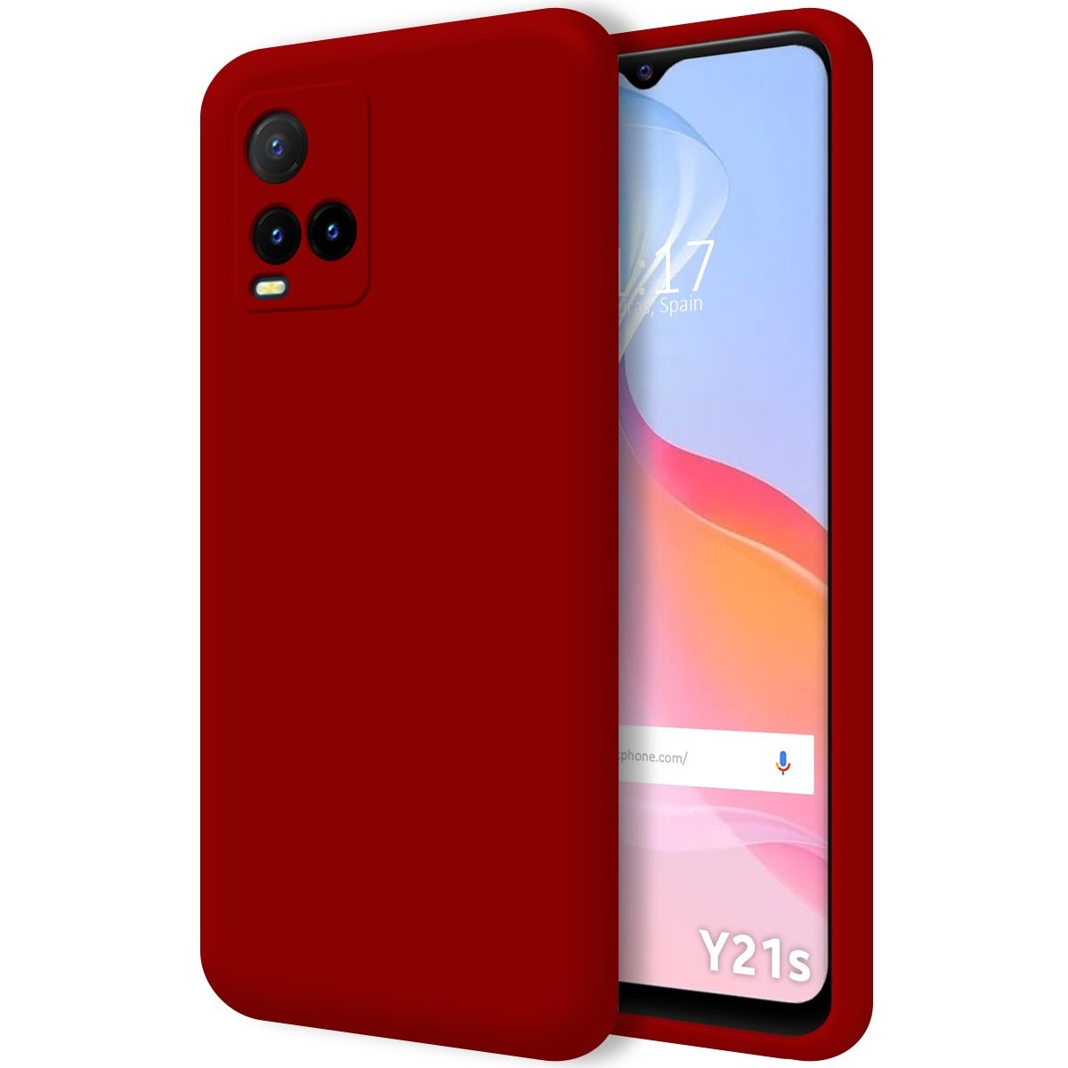 Funda Silicona Líquida Ultra Suave para Vivo Y21 / Y21s / Y33s Color Roja