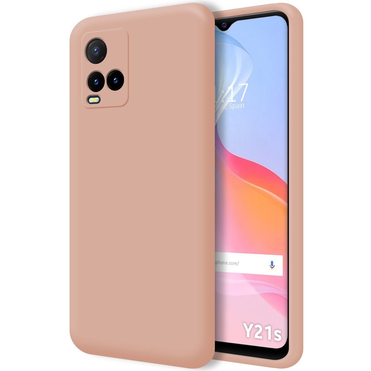 Funda Silicona Líquida Ultra Suave para Vivo Y21 / Y21s / Y33s Color Rosa