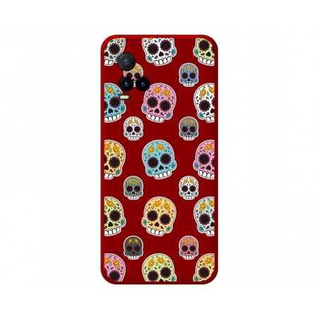Funda Silicona Líquida Roja para Vivo Y21 / Y21s / Y33s diseño Catrina Dibujos