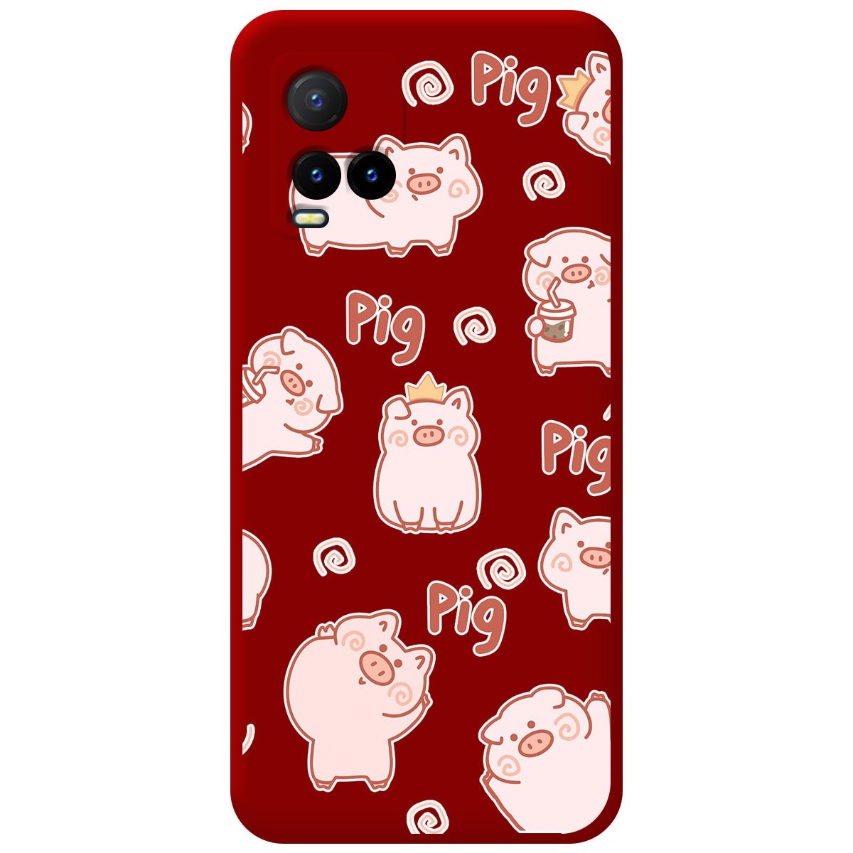 Funda Silicona Líquida Roja para Vivo Y21 / Y21s / Y33s diseño Cerdos Dibujos