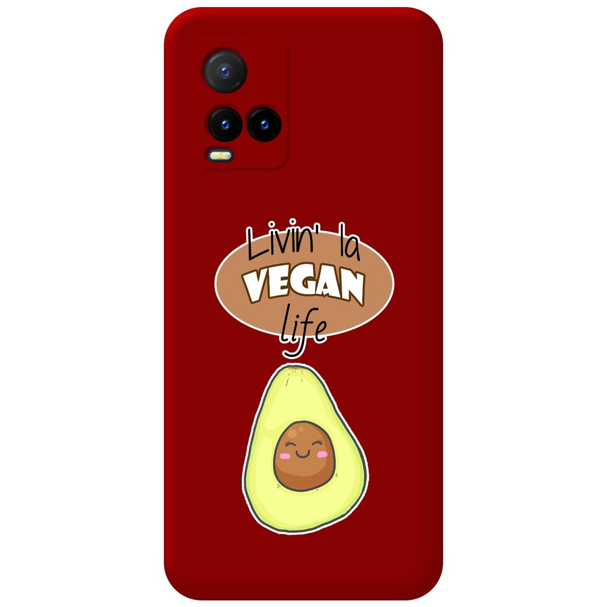 Funda Silicona Líquida Roja para Vivo Y21 / Y21s / Y33s diseño Vegan Life Dibujos