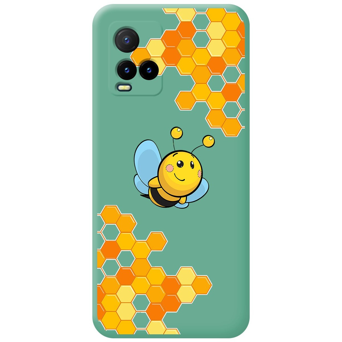 Funda Silicona Líquida Verde para Vivo Y21 / Y21s / Y33s diseño Abeja Dibujos