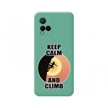 Funda Silicona Líquida Verde para Vivo Y21 / Y21s / Y33s diseño Mujer Escalada Dibujos