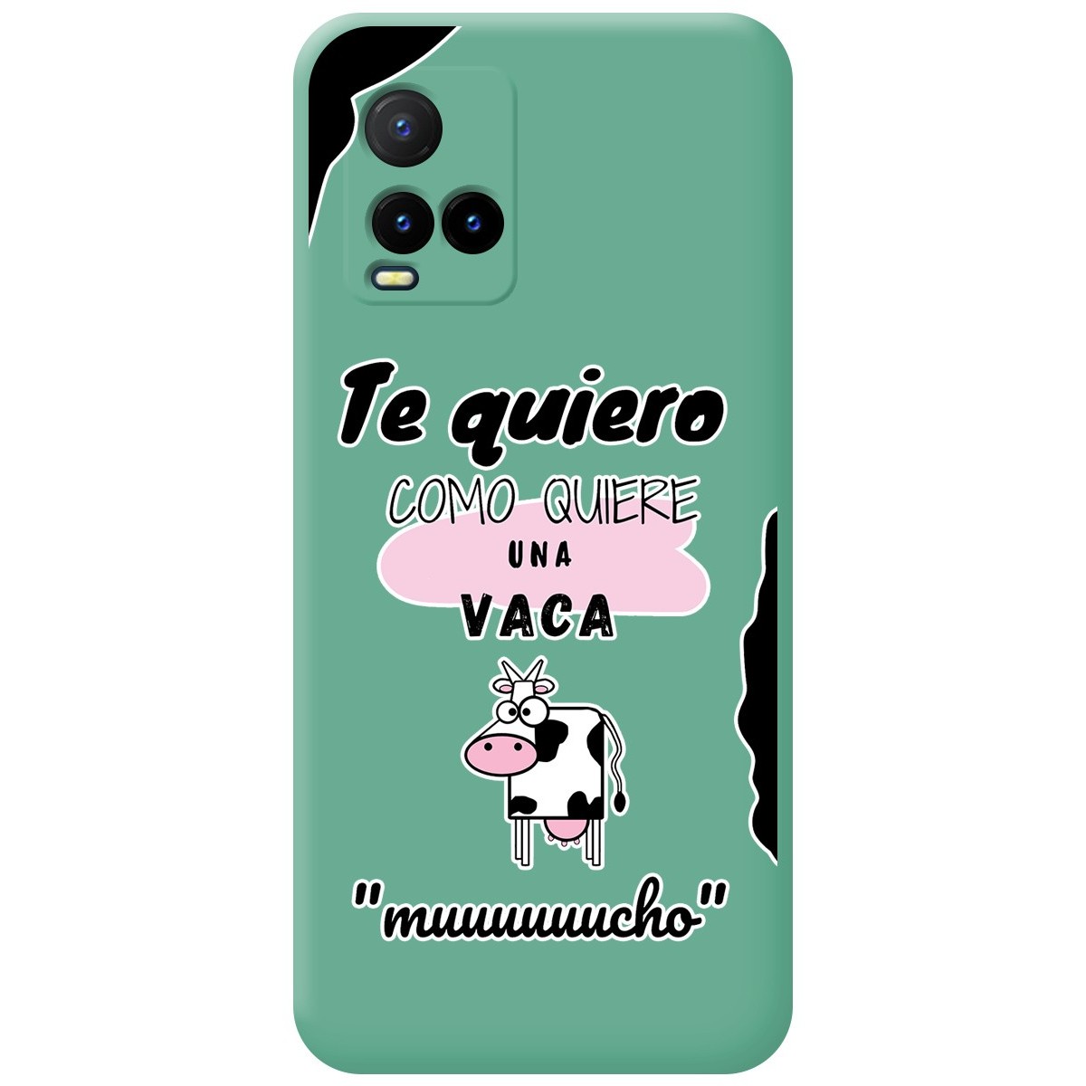 Funda Silicona Líquida Verde para Vivo Y21 / Y21s / Y33s diseño Vaca Dibujos