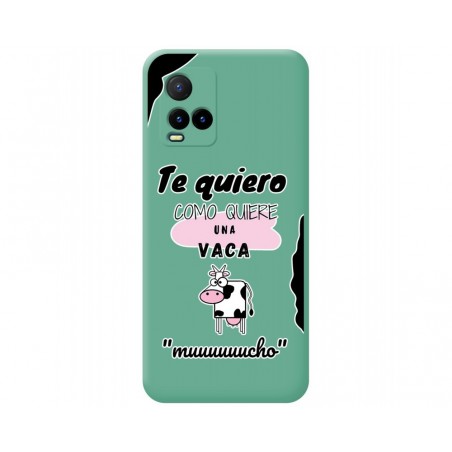 Funda Silicona Líquida Verde para Vivo Y21 / Y21s / Y33s diseño Vaca Dibujos