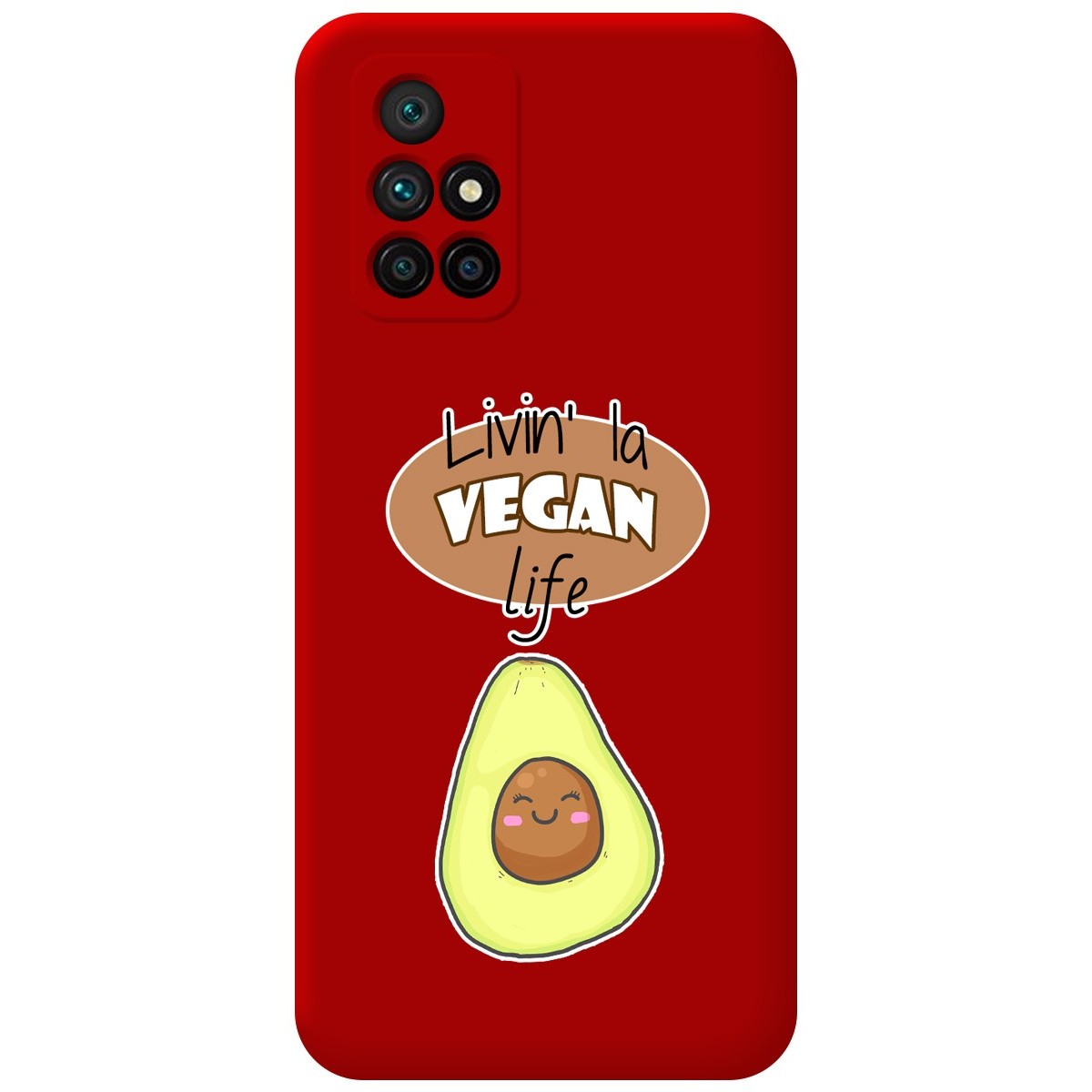 Funda Silicona Líquida Roja para Xiaomi Redmi 10 (2021/2022) diseño Vegan Life Dibujos