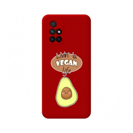 Funda Silicona Líquida Roja para Xiaomi Redmi 10 (2021/2022) diseño Vegan Life Dibujos