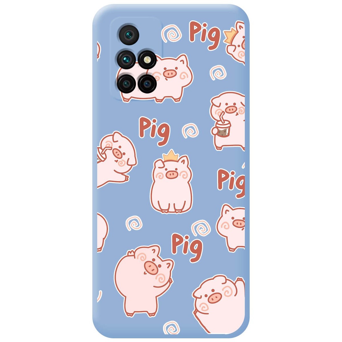 Funda Silicona Líquida Azul para Xiaomi Redmi 10 (2021/2022) diseño Cerdos Dibujos