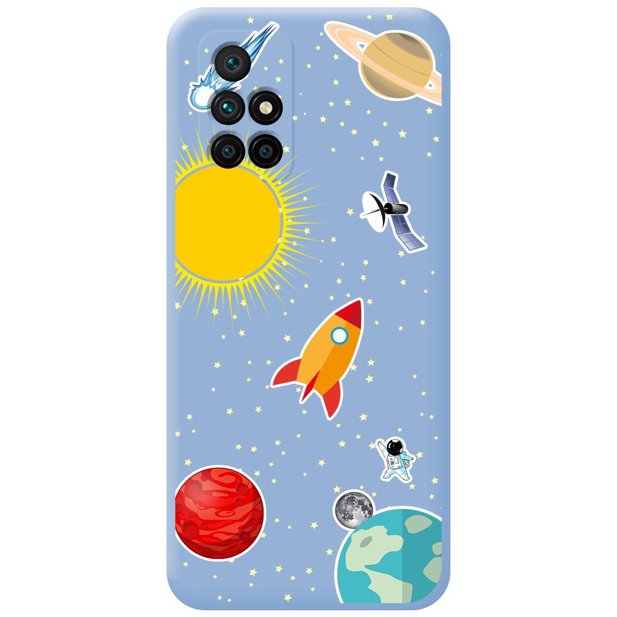 Funda Silicona Líquida Azul para Xiaomi Redmi 10 (2021/2022) diseño Espacio Dibujos