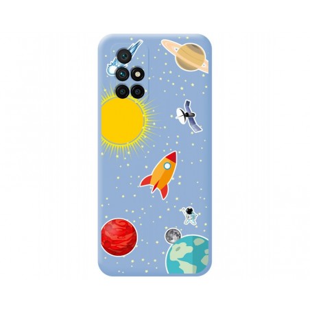 Funda Silicona Líquida Azul para Xiaomi Redmi 10 (2021/2022) diseño Espacio Dibujos