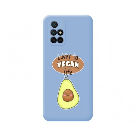 Funda Silicona Líquida Azul para Xiaomi Redmi 10 (2021/2022) diseño Vegan Life Dibujos