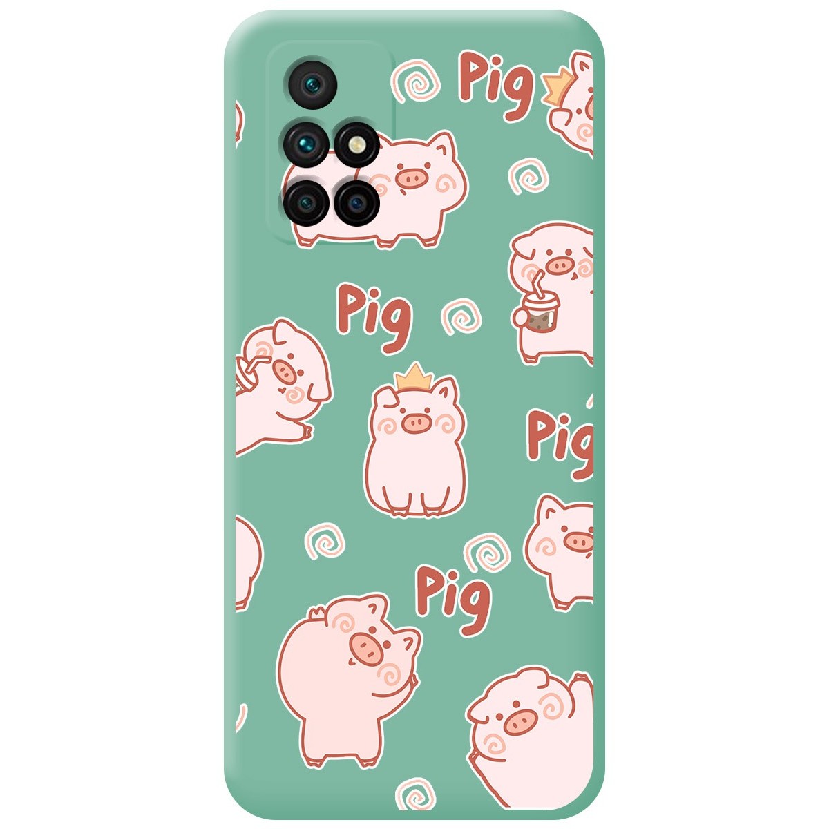 Funda Silicona Líquida Verde para Xiaomi Redmi 10 (2021/2022) diseño Cerdos Dibujos