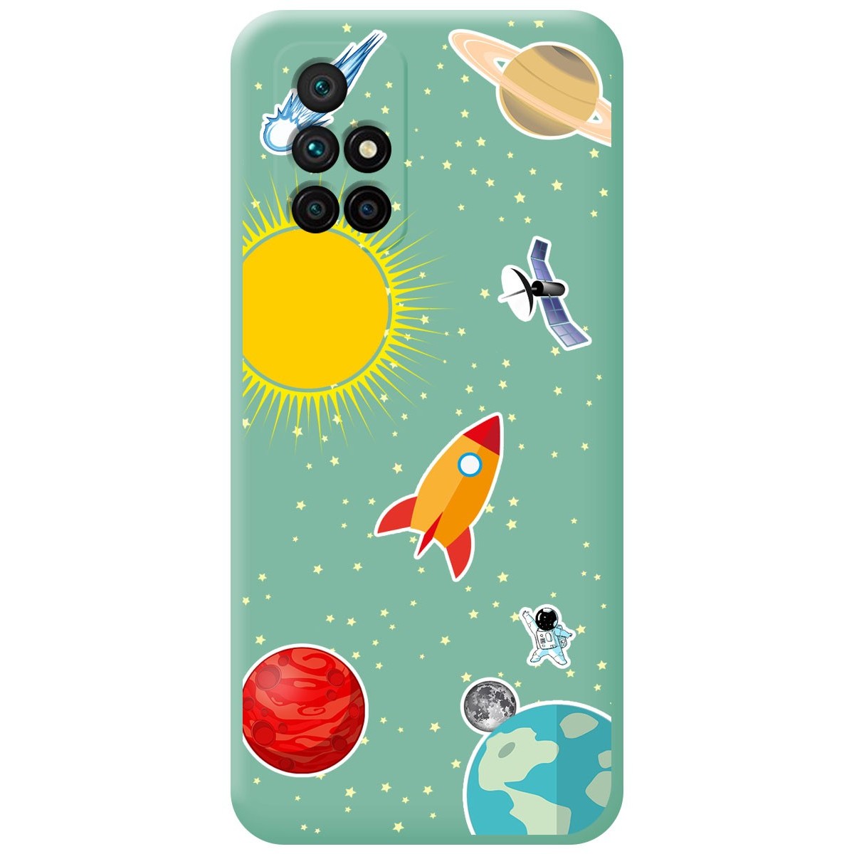 Funda Silicona Líquida Verde para Xiaomi Redmi 10 (2021/2022) diseño Espacio Dibujos