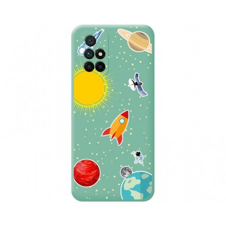 Funda Silicona Líquida Verde para Xiaomi Redmi 10 (2021/2022) diseño Espacio Dibujos