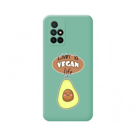 Funda Silicona Líquida Verde para Xiaomi Redmi 10 (2021/2022) diseño Vegan Life Dibujos