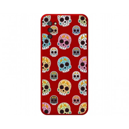 Funda Silicona Líquida Roja para Samsung Galaxy A03s diseño Catrina Dibujos