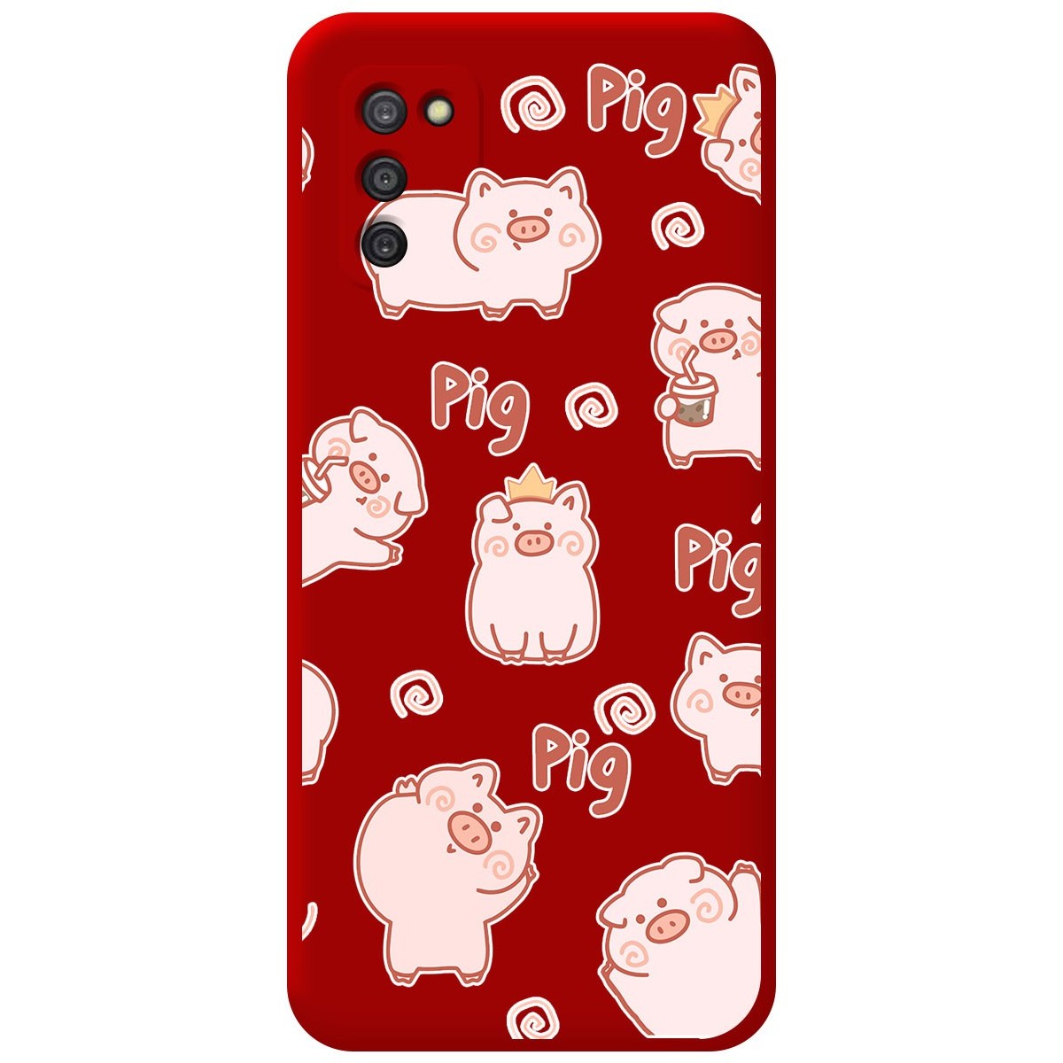 Funda Silicona Líquida Roja para Samsung Galaxy A03s diseño Cerdos Dibujos
