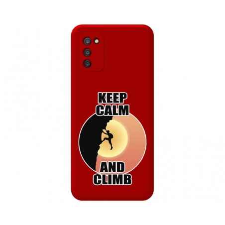 Funda Silicona Líquida Roja para Samsung Galaxy A03s diseño Hombre Escalada Dibujos