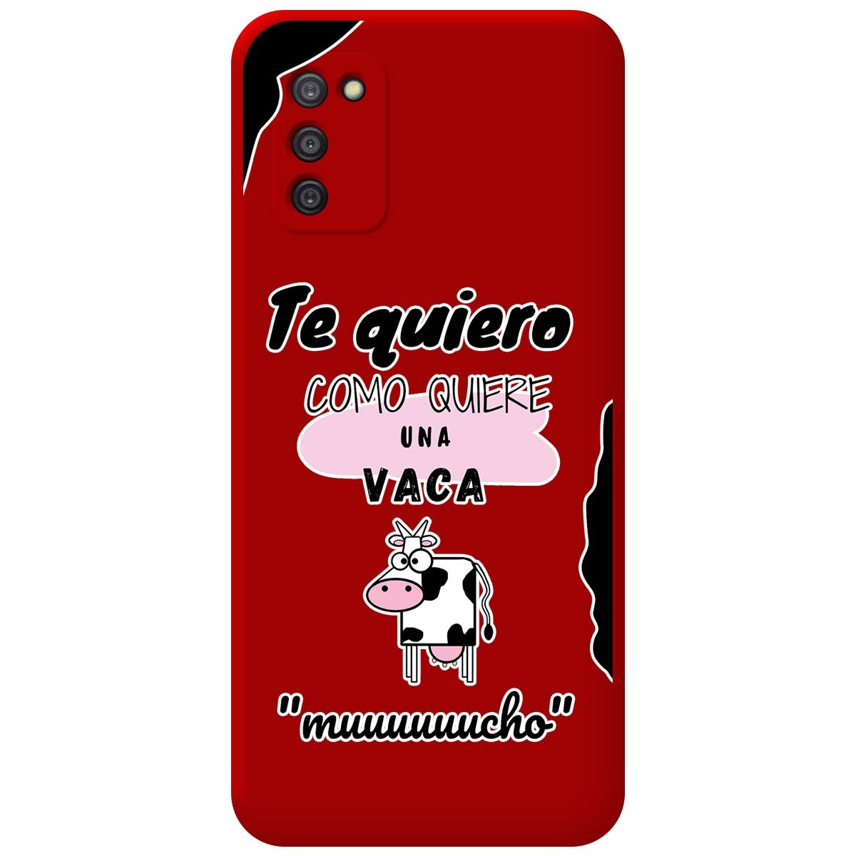 Funda Silicona Líquida Roja para Samsung Galaxy A03s diseño Vaca Dibujos