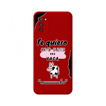 Funda Silicona Líquida Roja para Samsung Galaxy A03s diseño Vaca Dibujos