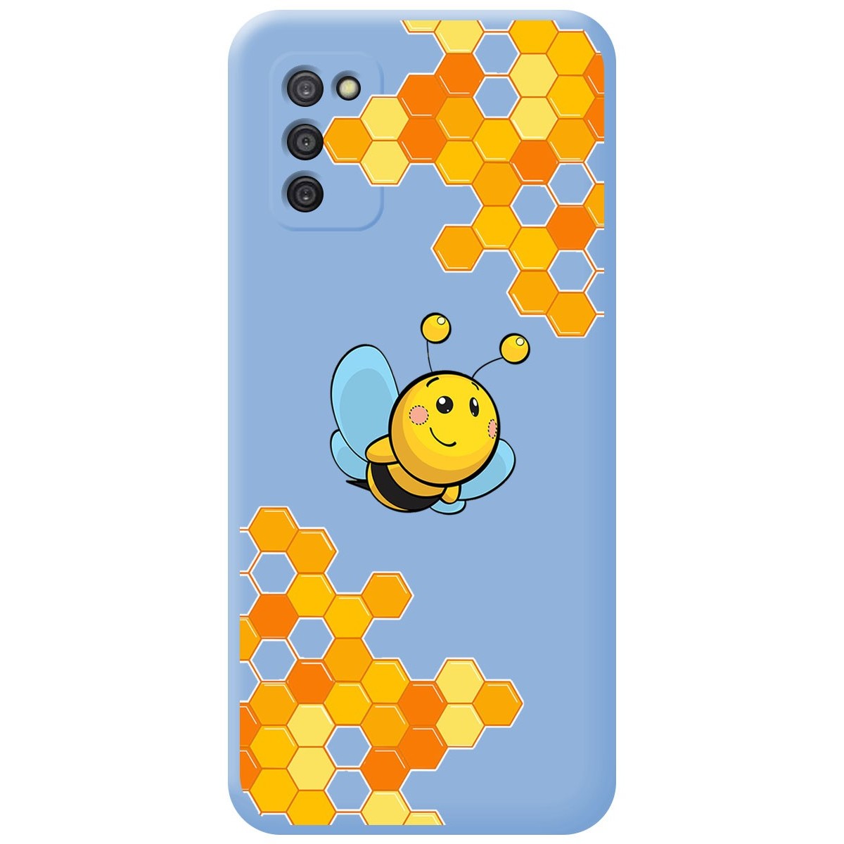 Funda Silicona Líquida Azul para Samsung Galaxy A03s diseño Abeja Dibujos