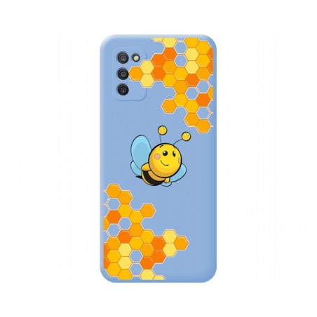 Funda Silicona Líquida Azul para Samsung Galaxy A03s diseño Abeja Dibujos