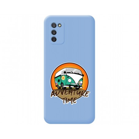 Funda Silicona Líquida Azul para Samsung Galaxy A03s diseño Adventure Time Dibujos