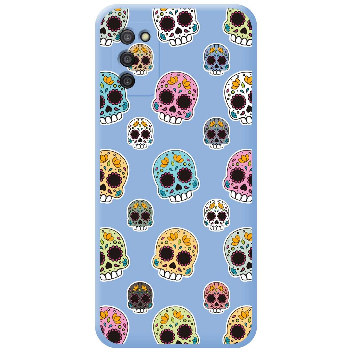 Funda Silicona Líquida Azul para Samsung Galaxy A03s diseño Catrina Dibujos