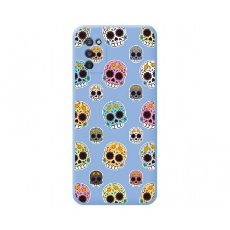 Funda Silicona Líquida Azul para Samsung Galaxy A03s diseño Catrina Dibujos