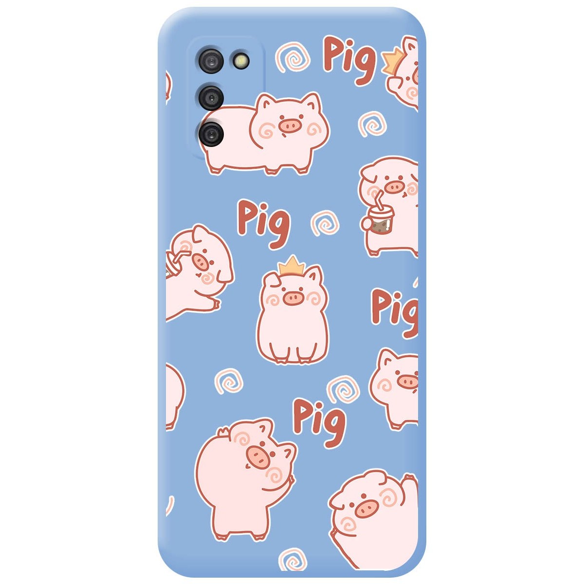 Funda Silicona Líquida Azul para Samsung Galaxy A03s diseño Cerdos Dibujos