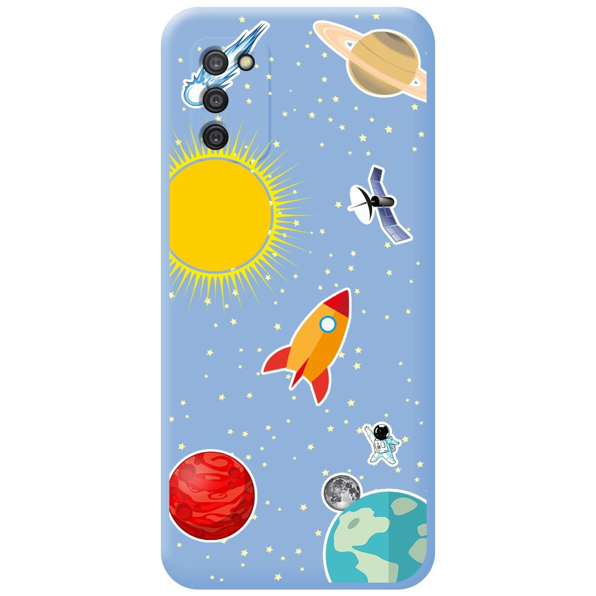 Funda Silicona Líquida Azul para Samsung Galaxy A03s diseño Espacio Dibujos