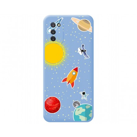 Funda Silicona Líquida Azul para Samsung Galaxy A03s diseño Espacio Dibujos
