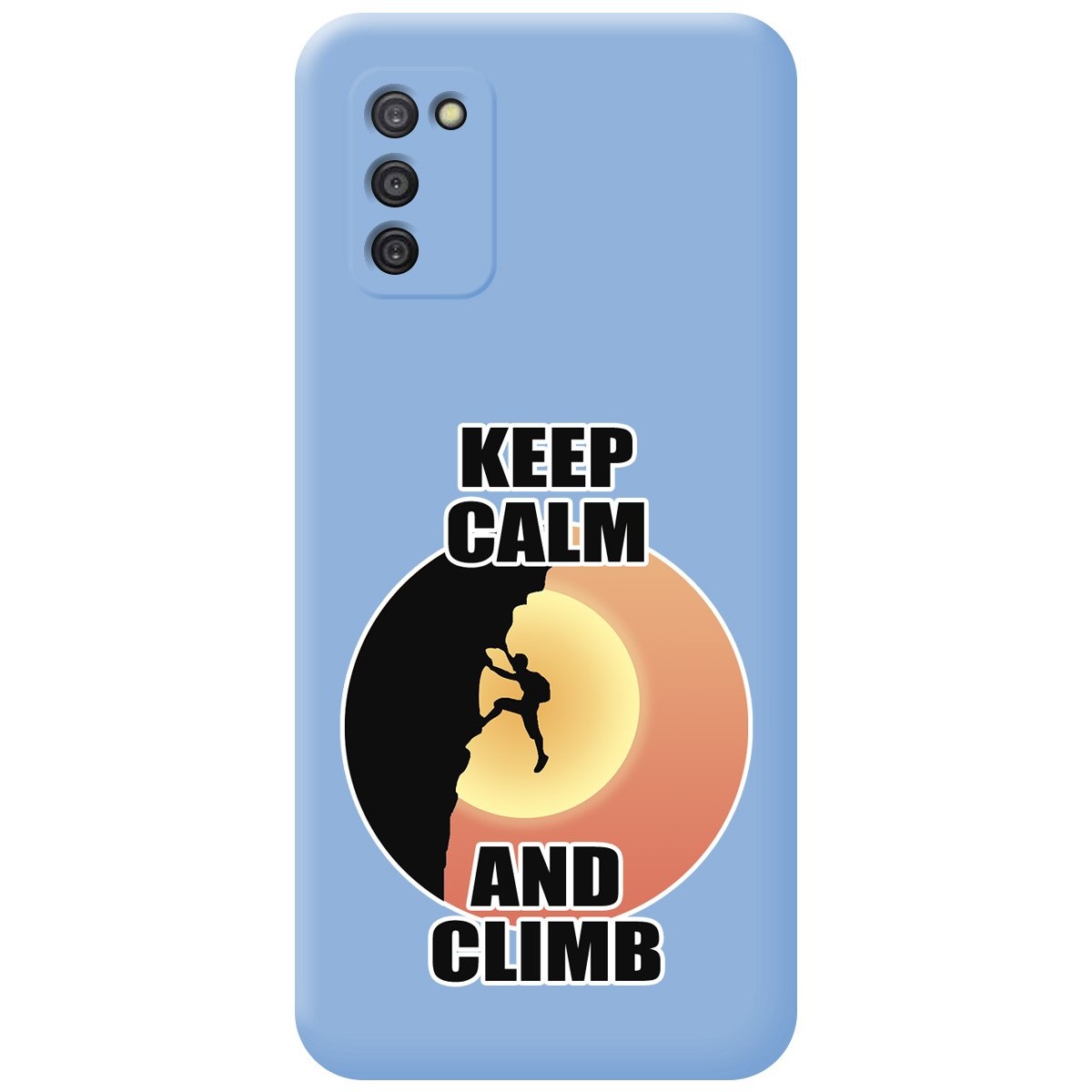 Funda Silicona Líquida Azul para Samsung Galaxy A03s diseño Hombre Escalada Dibujos